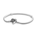 Silver Heart Clasp Snake Chain Bracelet