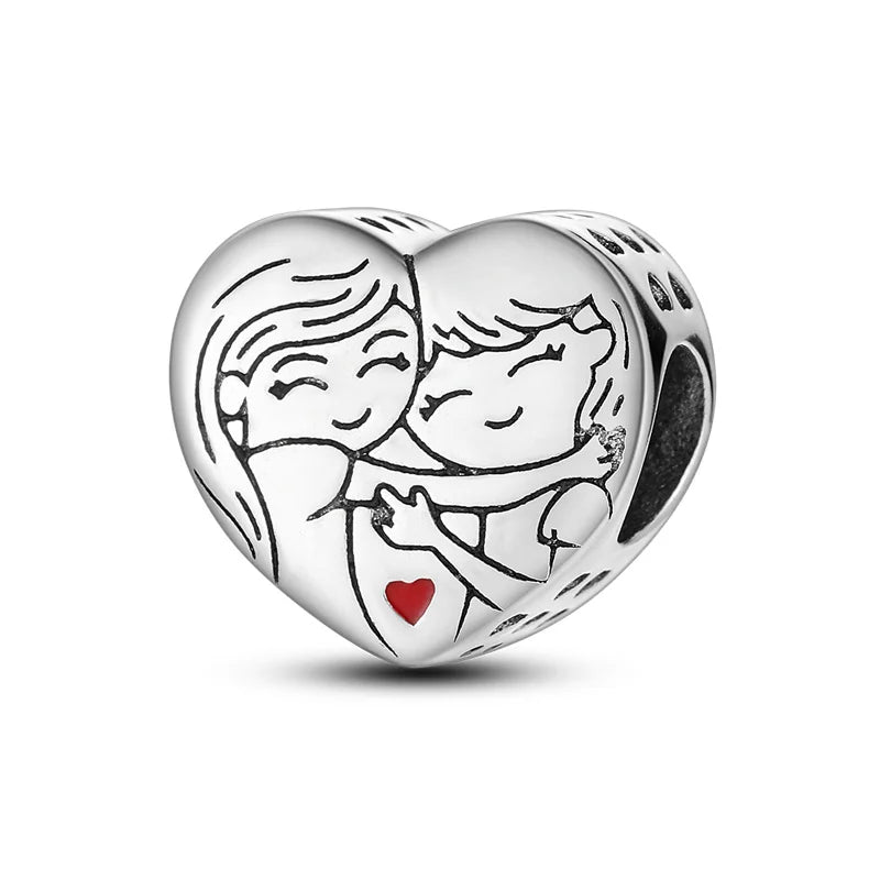 Family Kiss Heart Charm
