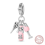 Fit Original 925 Sterling Silver Charms Beads Little Bear Lamb Little Flying Pig Pink Charms For Women DIY Birthday Jewelry Gift