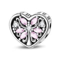 Pink Butterfly Heart Bead Charm