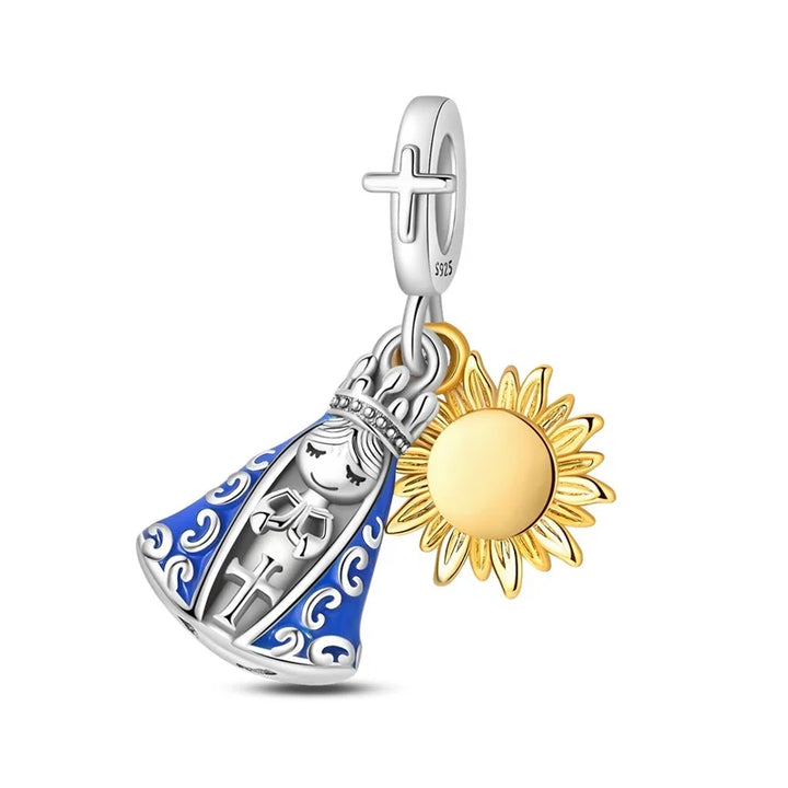 Our Lady & Gold Sunflower Charm