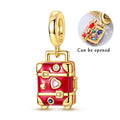 Gold Travel Suitcase Locket Dangle Charm