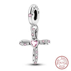 Fit Original 925 Sterling Silver Charms Beads Little Bear Lamb Little Flying Pig Pink Charms For Women DIY Birthday Jewelry Gift