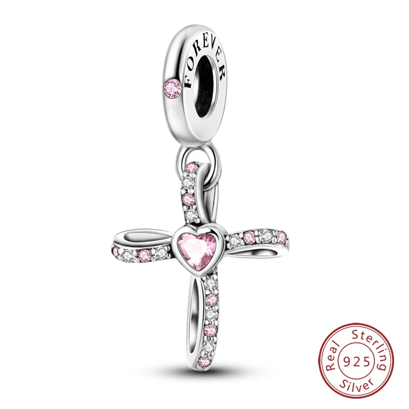 Fit Original 925 Sterling Silver Charms Beads Little Bear Lamb Little Flying Pig Pink Charms For Women DIY Birthday Jewelry Gift
