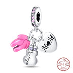 Fit Original 925 Sterling Silver Charms Beads Little Bear Lamb Little Flying Pig Pink Charms For Women DIY Birthday Jewelry Gift