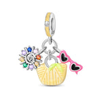 Straw Bag Sunburst Cluster Charm
