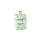Gold Blue Flower Pendant Charm