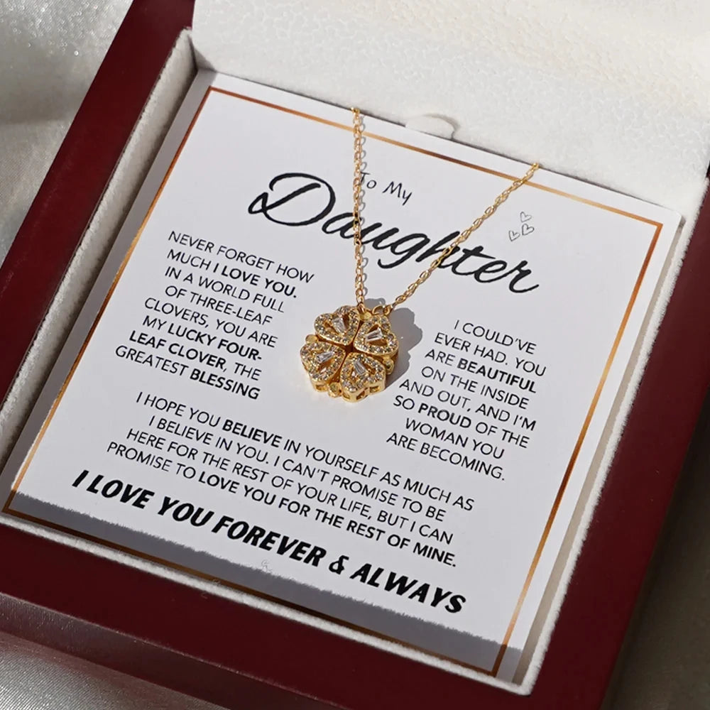 To My Daughter Four-Leaf Clover Necklace Gift Set