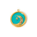 Gold Teal Star Crescent Pendant Charm