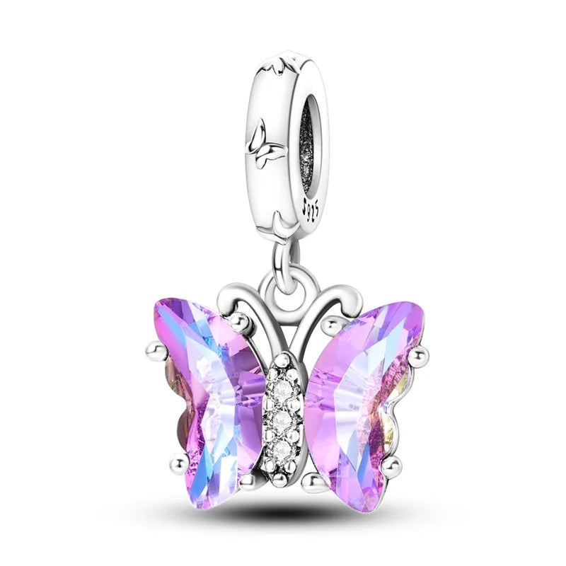 Purple Butterfly Crystal Dangle Charm