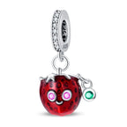 925 Silver Color Strawberry Cherry Apple Avocado Fruit Charms Beads Fit Qikaola 925 Original Bracelets Fine DIY Birthday Jewelry