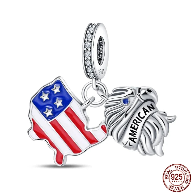 American Map & Eagle Dangle Charm