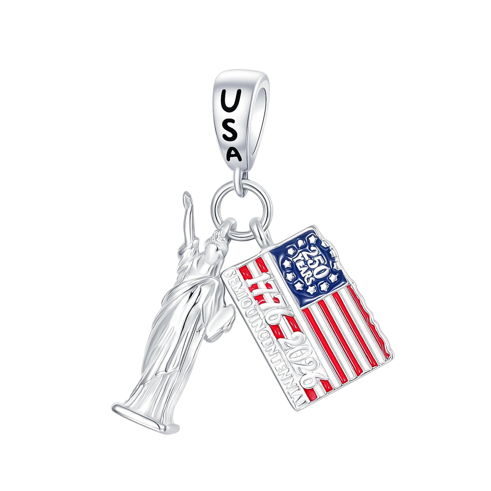 Statue of Liberty & Flag Dangle Charm