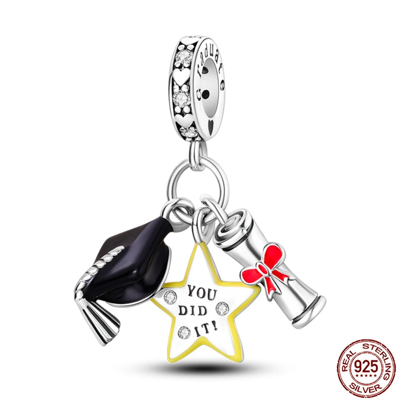 Graduation Cap Diploma Star Charm
