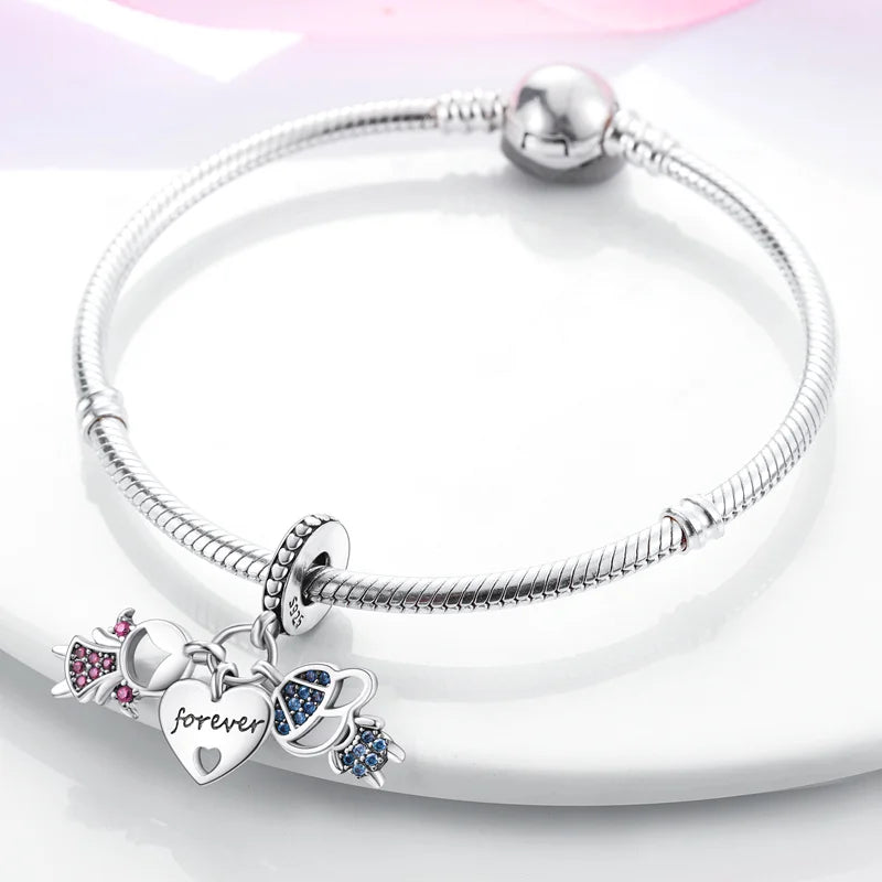 New 925 Silver Color Family Brothers and Sisters Charms Beads Fit Qikaola 925 Original Bracelets Fine DIY Birthday Jewelry