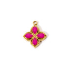 Gold Pink Clover Pendant Charm