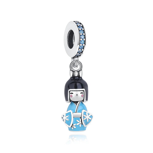 Blue Kimono Kokeshi Dangle Charm