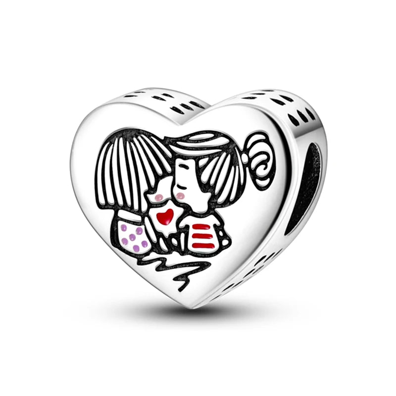 New 925 Silver Color Family Brothers and Sisters Charms Beads Fit Qikaola 925 Original Bracelets Fine DIY Birthday Jewelry