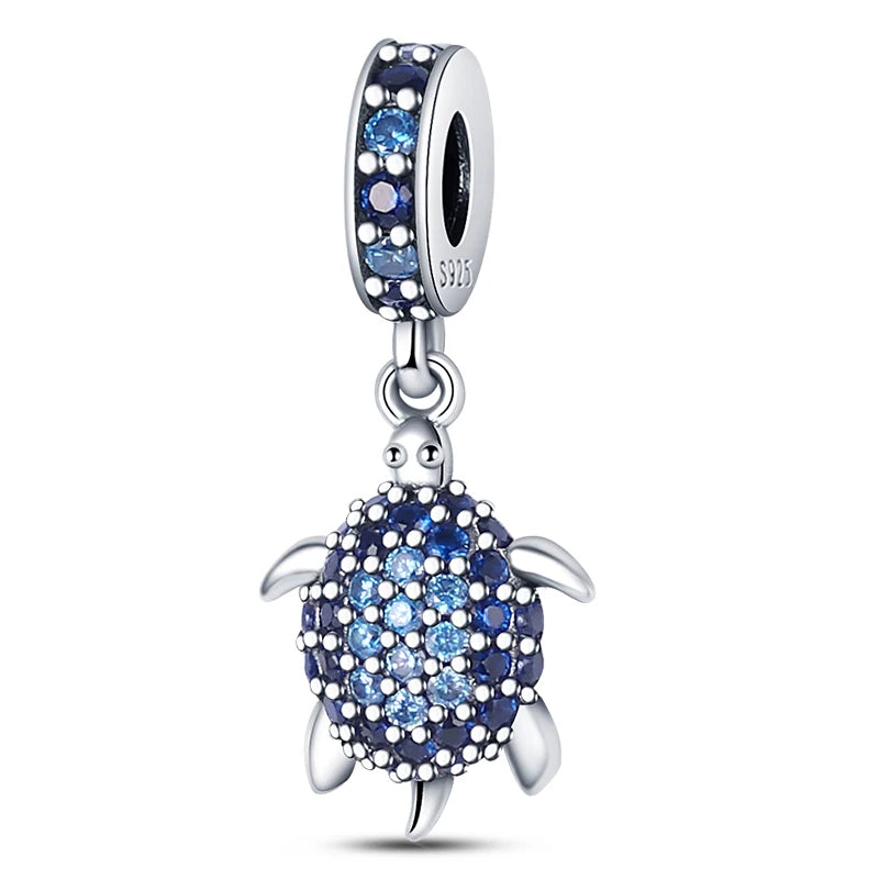 Blue Crystal Sea Turtle Dangle Charm