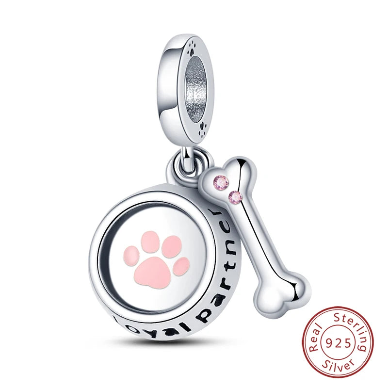 Fit Original 925 Sterling Silver Charms Beads Little Bear Lamb Little Flying Pig Pink Charms For Women DIY Birthday Jewelry Gift
