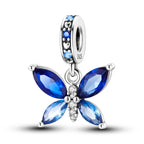 Blue Crystal Butterfly Dangle Charm