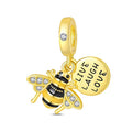 Gold Bee Love Dangle Charm