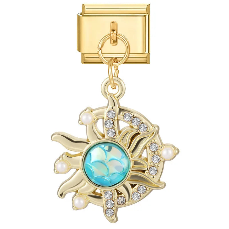 Aqua Crystal Sun Italian Charm