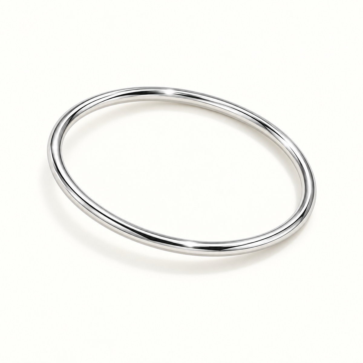 The Aurelia Essential Bangle in Silver, 45 degree view