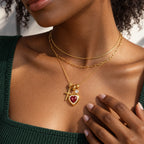 Beloved Heart Charm Necklace - lifestyle gold forest knit