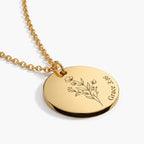 Birth Bloom Engraved Necklace - thumbnail gold