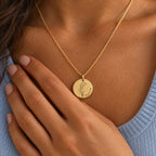 Birth Bloom Engraved Necklace - lifestyle gold hand