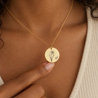 Birth Bloom Engraved Necklace - lifestyle gold fingertip