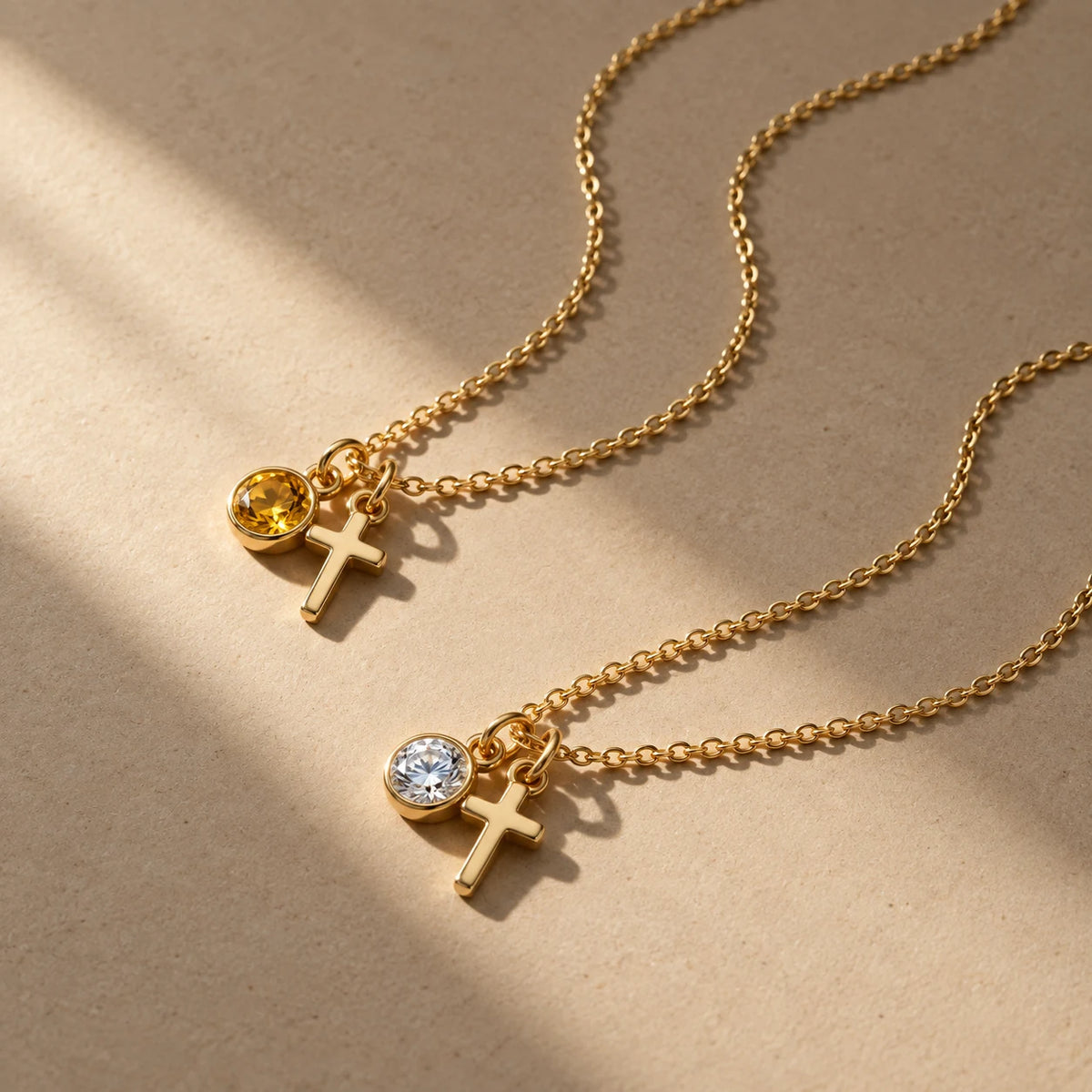 Birthstone Grace Cross Necklace - lifestyle gold citrine crystal