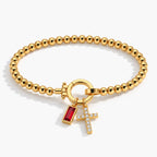Blessed Birthstone Cross Bracelet - blessed birthstone cross bracelet gold thumbnail