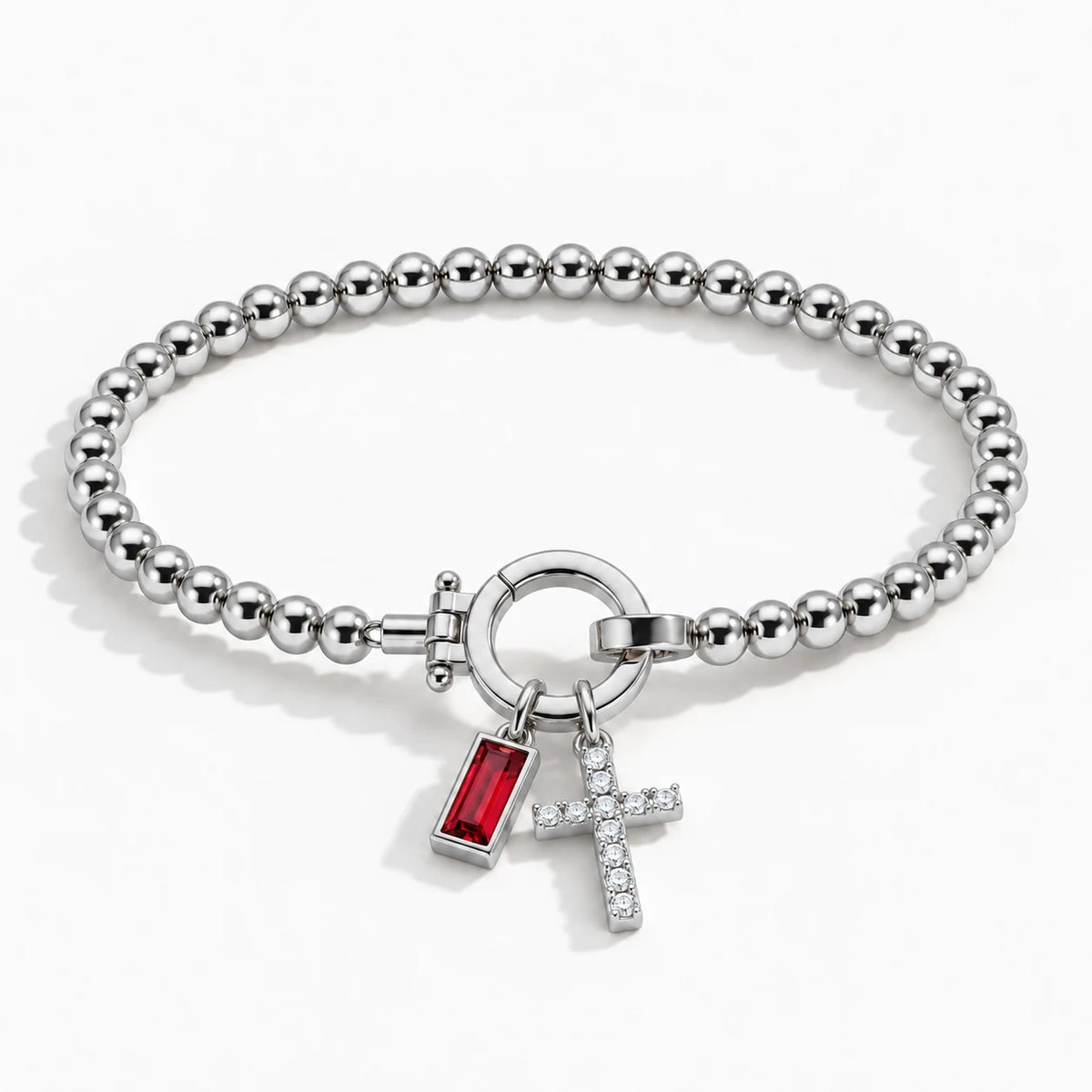 Blessed Birthstone Cross Bracelet - blessed birthstone cross bracelet silver thumbnail