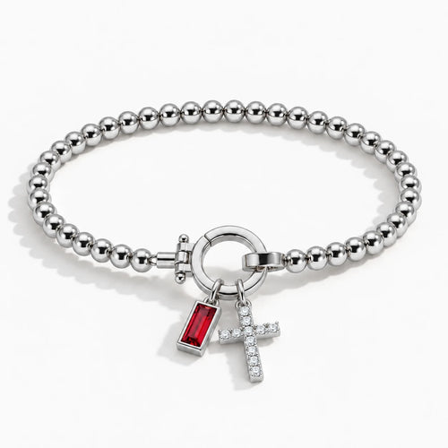 Blessed Birthstone Cross Bracelet - blessed birthstone cross bracelet silver thumbnail