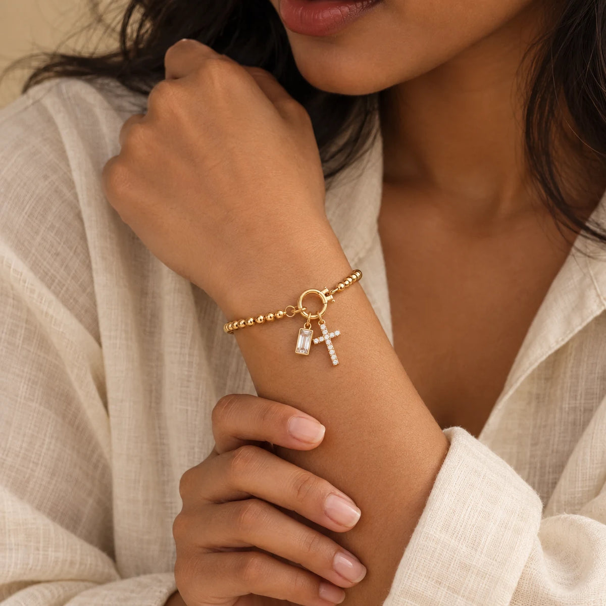 Blessed Birthstone Cross Bracelet - blessed birthstone cross bracelet crystal worn