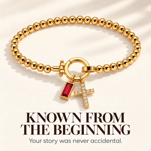 Blessed Birthstone Cross Bracelet — Known From the Beginning