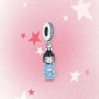 CALEO Japanese charm thumbnail - Blue Kimono Kokeshi Dangle Charm - pink star background - 2026-07-22