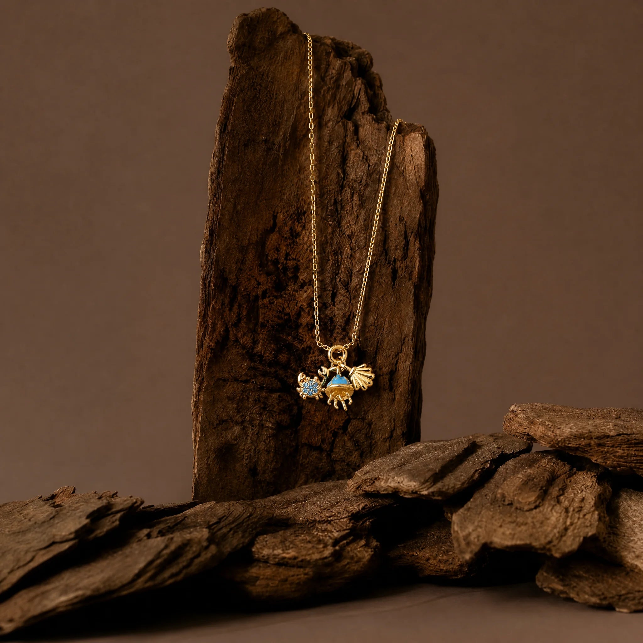 CALEO lifestyle necklace image - Blue Ocean Crab & Jellyfish Dangle Charm - 2026-07-22