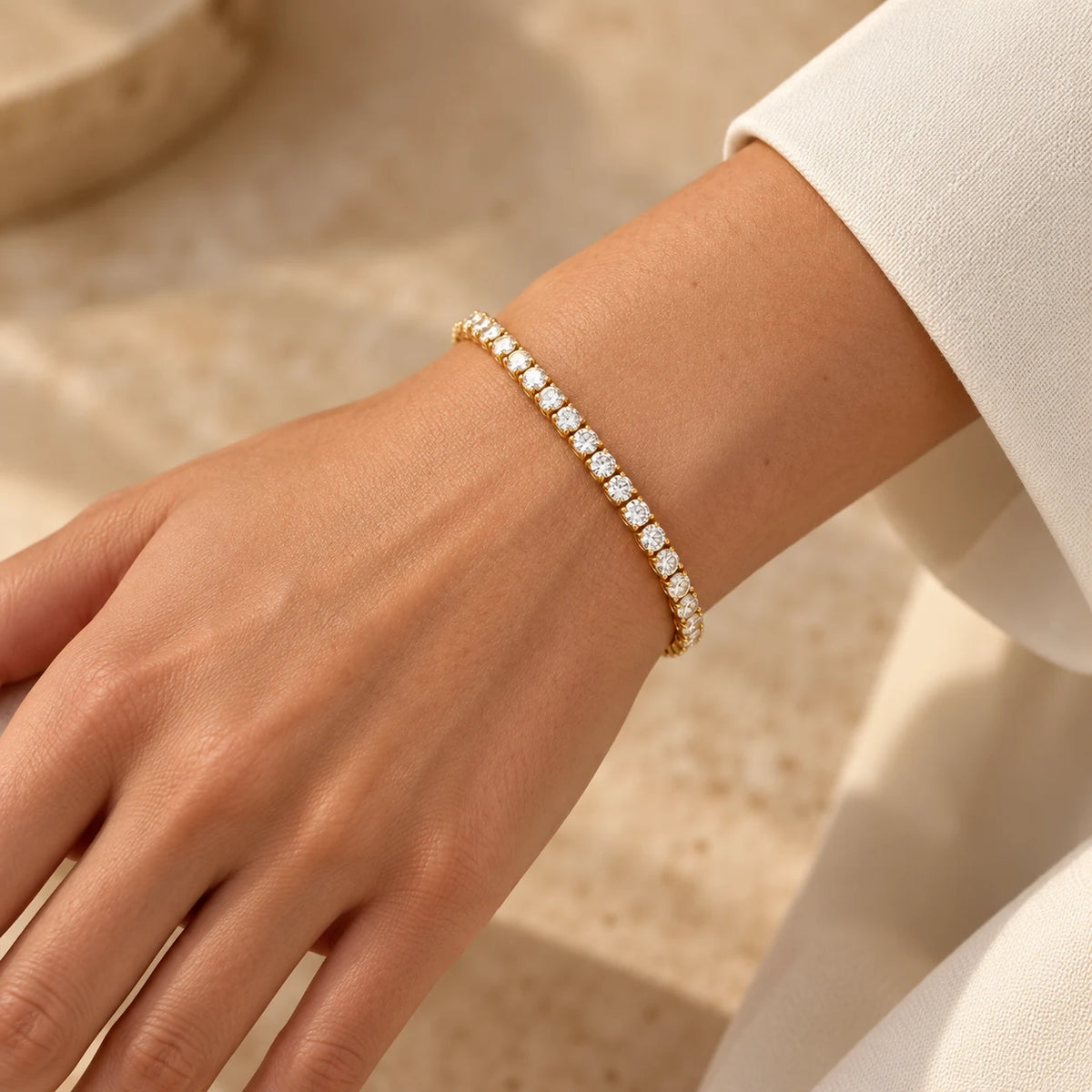 Brilliance Tennis Bracelet - lifestyle wrist detail