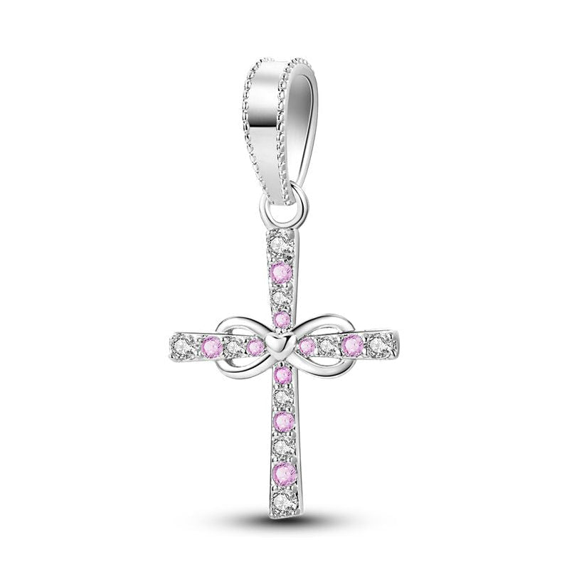 CALEO Charm - Silver Infinity Cross Pink
