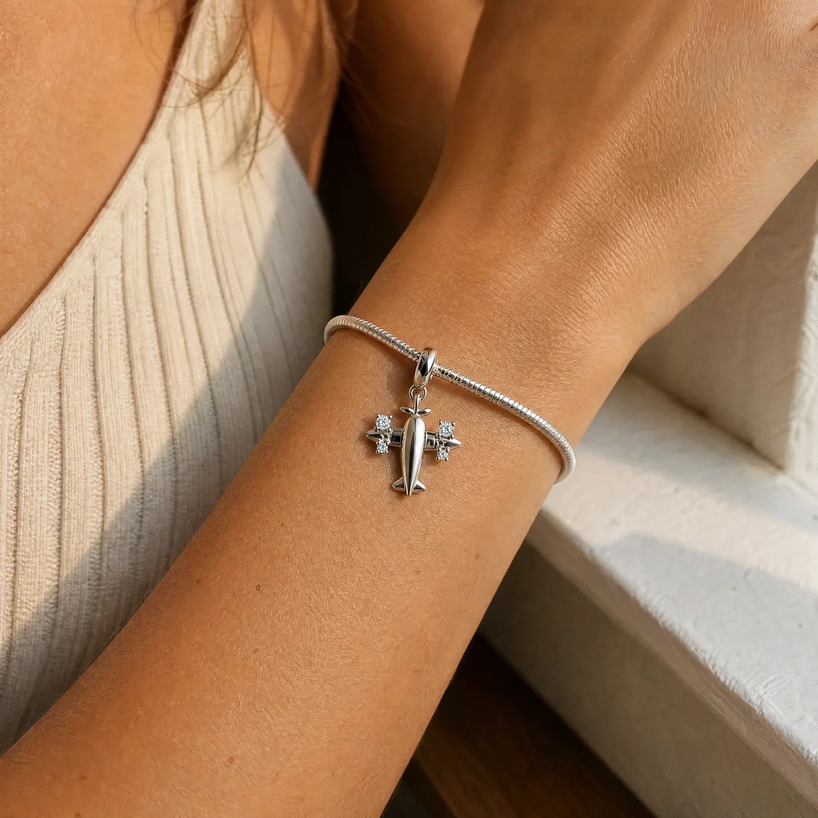Airplane Charm worn lifestyle