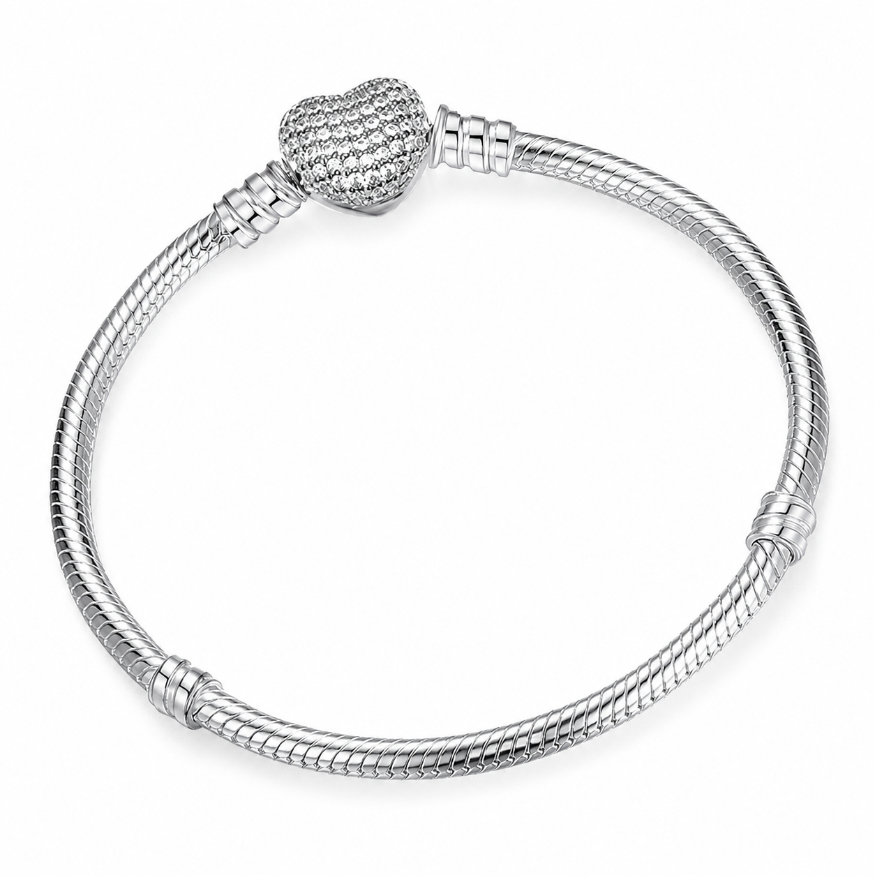 CALEO clean white gallery 01 — Heart & Geometric Clasp Snake Chain Bracelet — 2026-07-31