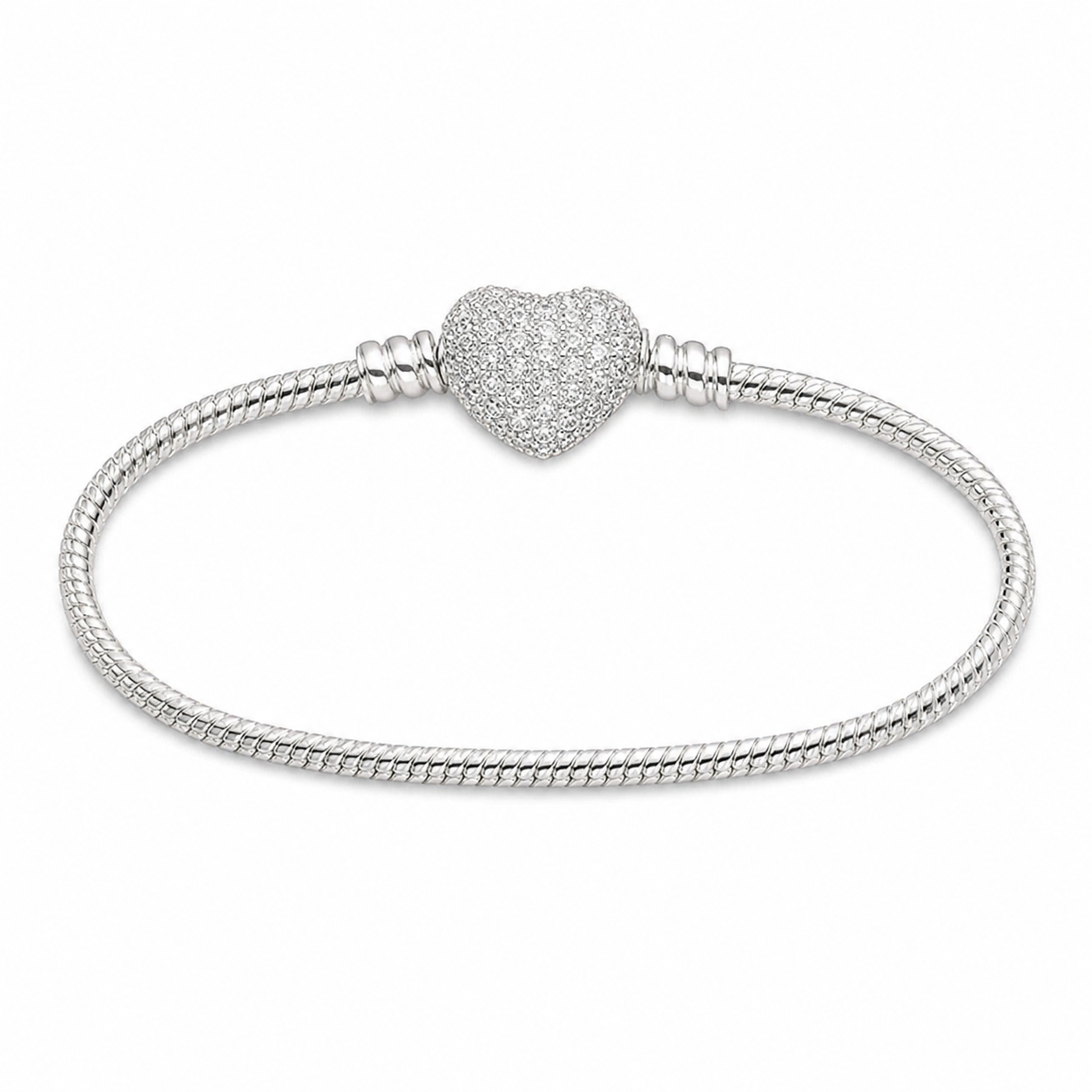 CALEO clean white gallery 02 — Heart & Geometric Clasp Snake Chain Bracelet — 2026-07-31