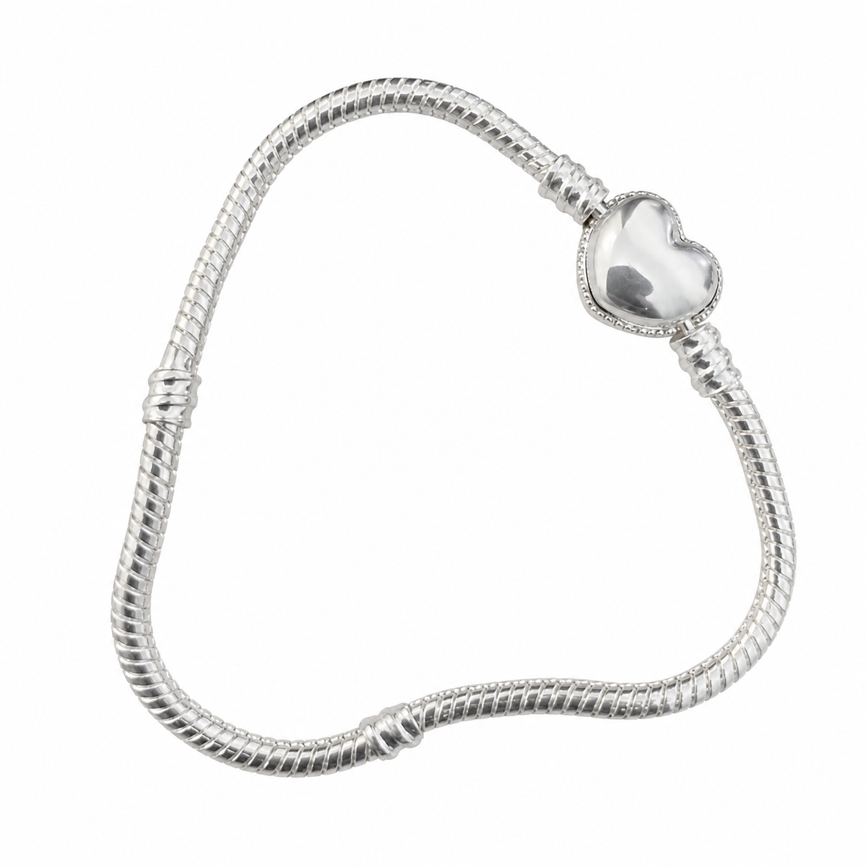 CALEO clean white gallery 04 — Heart & Geometric Clasp Snake Chain Bracelet — 2026-07-31