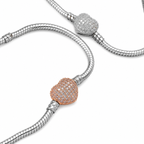CALEO clean white gallery 05 — Heart & Geometric Clasp Snake Chain Bracelet — 2026-07-31