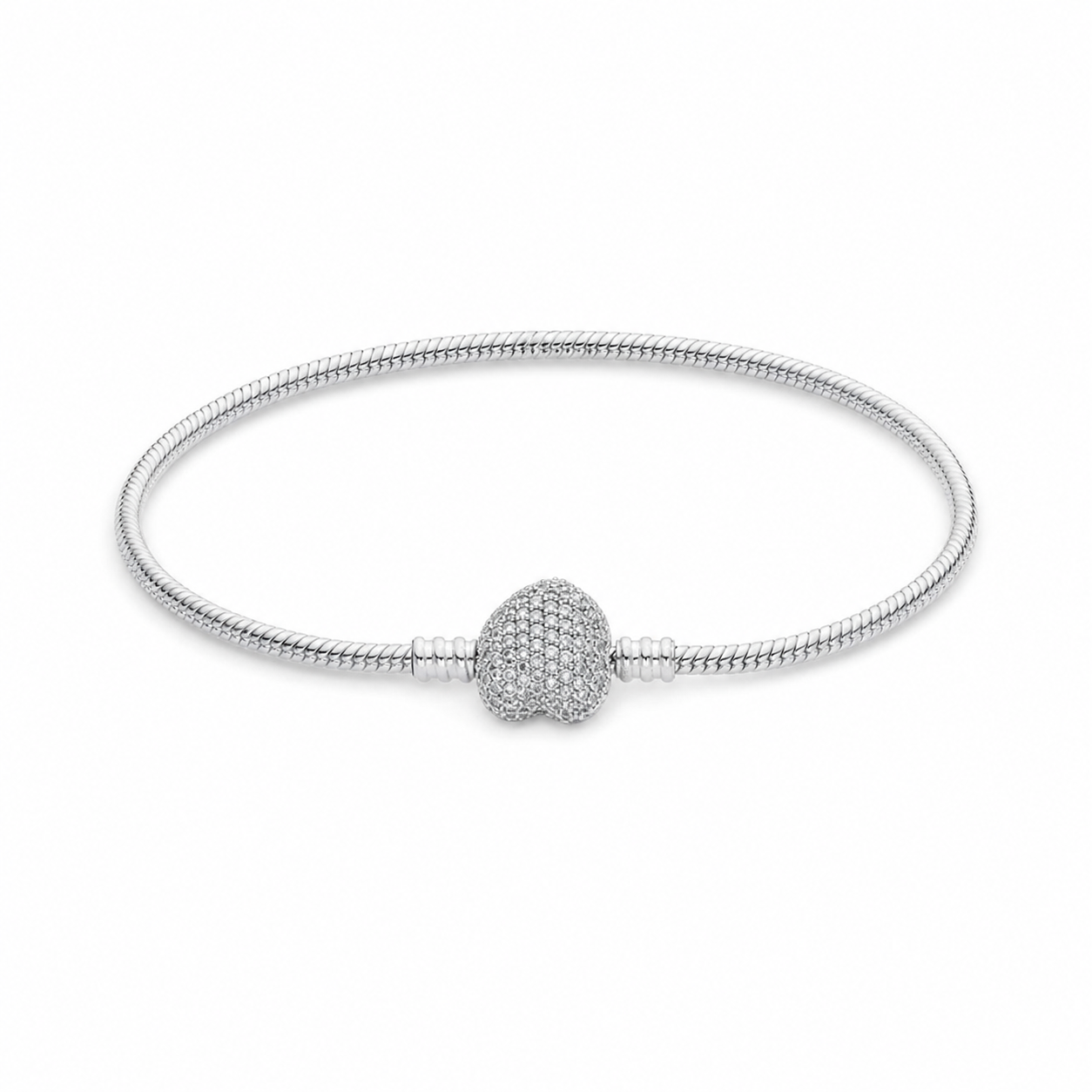 CALEO clean white gallery 06 — Heart & Geometric Clasp Snake Chain Bracelet — 2026-07-31