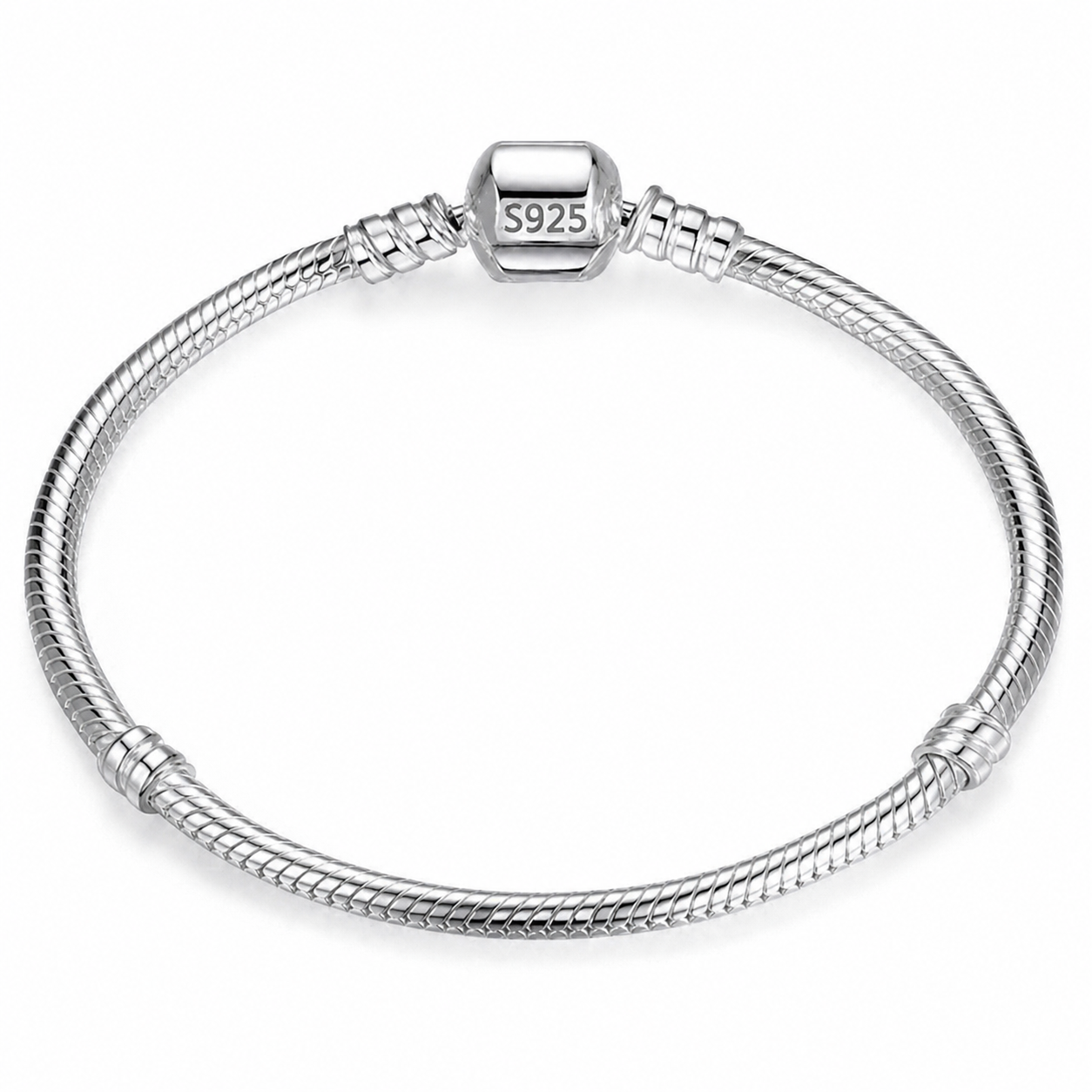 CALEO clean white gallery 07 — Heart & Geometric Clasp Snake Chain Bracelet — 2026-07-31