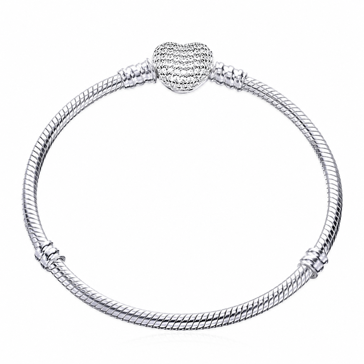 CALEO clean white gallery 08 — Heart & Geometric Clasp Snake Chain Bracelet — 2026-07-31